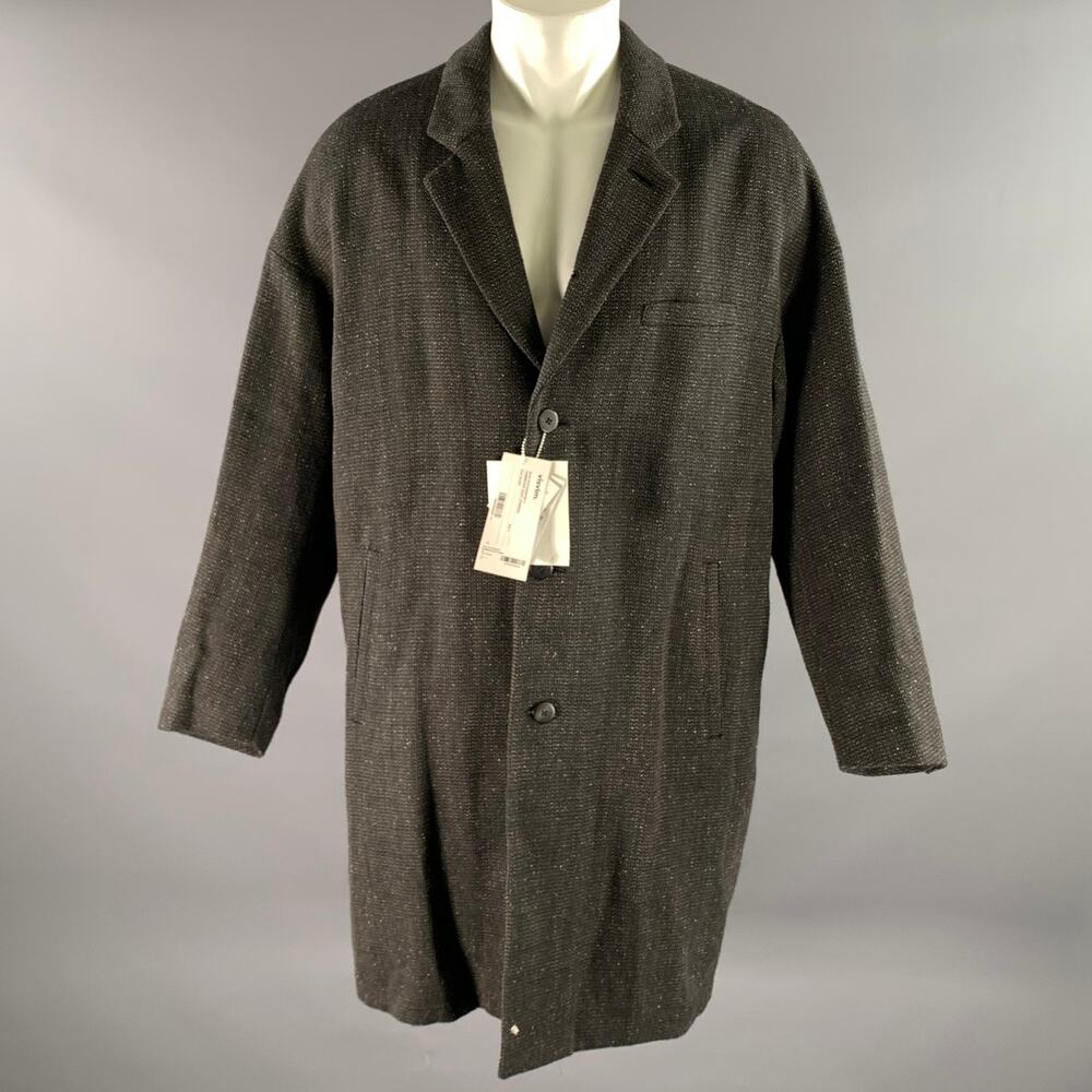 VISVIM Size M Black Brown Tweed Wool Linen Silk Notch Lapel Coat